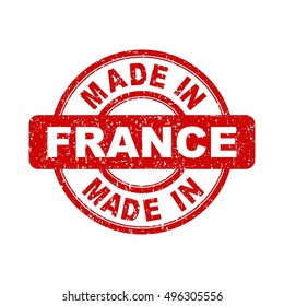 Made in France red stamp. Vector illustration on white background