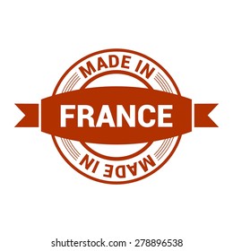Made in France - Round red rubber stamp design isolated on white background. vector illustration vintage texture.