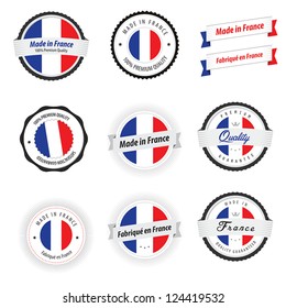 Made in France. Set of labels, badges and stickers