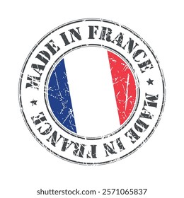 Made in France stamp scratched flag badge logo vector illustration