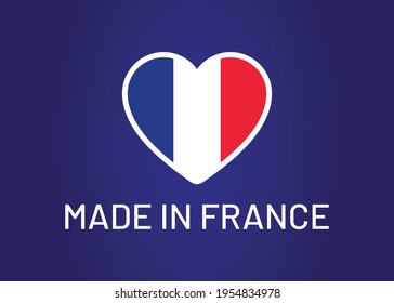 Made in france symbol colored heart shape vector.