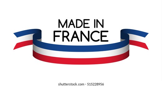 Made In France Symbol, Colored Ribbon With The French Tricolor