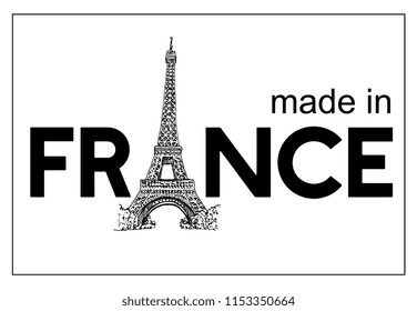 Made in France With Tower Eiffel Logo Vector Sketch