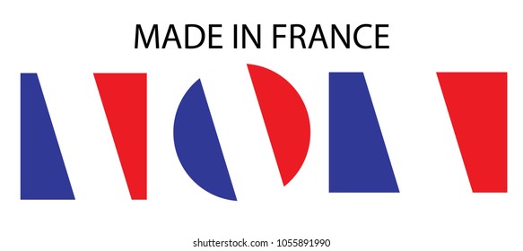 Made in the France vector icon set. Labels in colors of american flag isolated on white background. Product sticker from europe or France. Nation logo with flag.