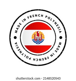 Made in French Polynesia text emblem stamp, concept background