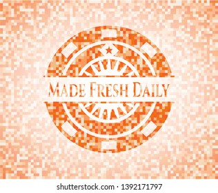 Made Fresh Daily abstract orange mosaic emblem with background