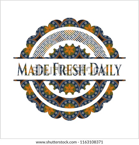 Made Fresh Daily arabesque style badge. arabic decoration.