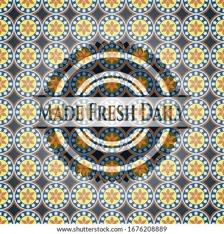 Made Fresh Daily arabesque style emblem. arabic decoration.