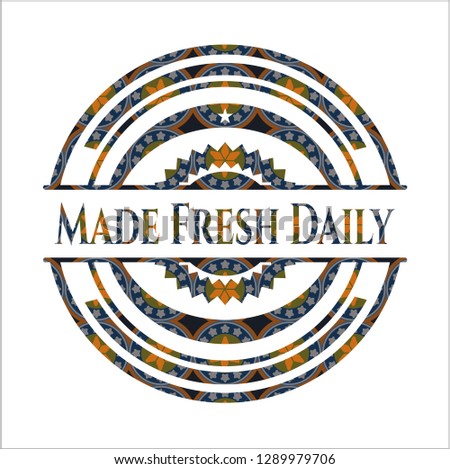 Made Fresh Daily arabic emblem background. Arabesque decoration.