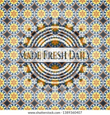 Made Fresh Daily arabic emblem background. Arabesque decoration.