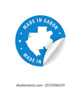 Made in Gabon - Country Map Sticker. Best Quality. Original Product. Vector illustration.