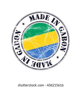 Made in Gabon grunge rubber stamp with flag