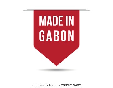Hecho en Gabón, ilustración de un cartel vectorial rojo aislado en fondo blanco