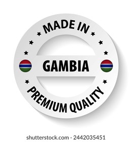 Hecho en Gambia gráfico y etiqueta. Elemento de impacto para el uso que quieres hacer de él.