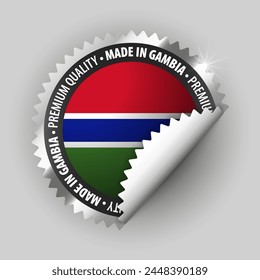Made in Gambia graphic and label. Element of impact for the use you want to make of it.