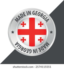 Made in Georgia badge logo flag sticker 3d vector illustration isolated on white