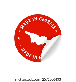 Made in Georgia - Country Map Sticker. Best Quality. Original Product. Vector illustration.