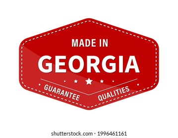 MADE IN GEORGIA, guarantee quality. Label, sticker or trademark. Vector illustration. Flat style.