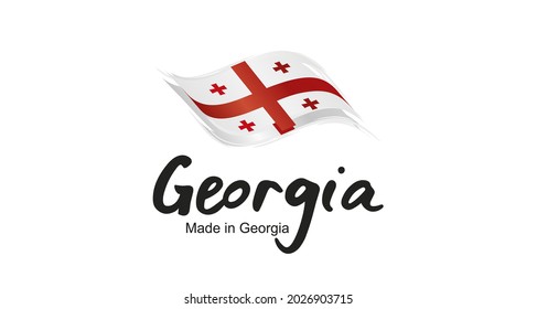 Made in Georgia handwritten flag ribbon typography lettering logo label banner