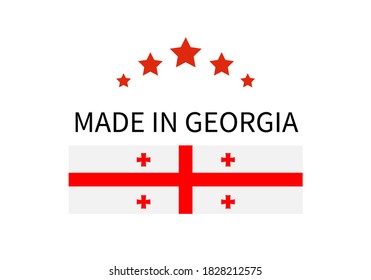 Hecho en Georgia. Icono vectorial de marca de calidad aislado en blanco. Perfecto para el diseño del logotipo, etiquetas, insignias, pegatinas, emblemas, envasado de productos, etc.