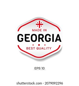 Made in Georgia Label, Stamp, Badge, or Logo. With The National Flag of Georgia. Simple, Premium, and Luxury Emblem