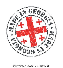 Made in Georgia stamp scratched flag badge logo vector illustration