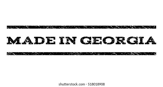 Made In Georgia watermark stamp. Text tag between horizontal parallel lines with grunge design style. Rubber seal stamp with unclean texture. Vector black color ink imprint on a white background.