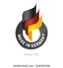 Made in Germany Abstract wavy flag torch flame black red yellow modern ribbon strip logo icon vector