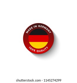 Made in Germany badge with Germany flag. Badge  with long shadow. Vector illustration. 