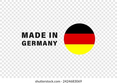 Made in Germany badge. Labels, stickers, pointer, badge, symbol and page curl with German flag icon.