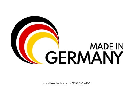 hecho en alemania, círculos con colores de bandera alemana, logotipo vectorial sobre fondo blanco