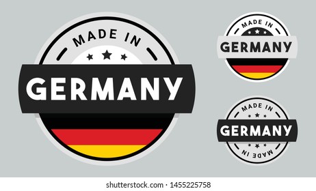 Made in Germany collection of ribbon, label, stickers, badge, icon and page curl with Germany flag symbol. 