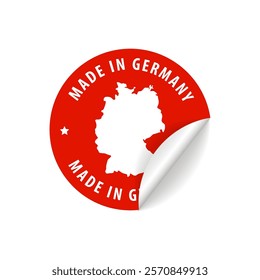 Made in Germany - Country Map Sticker. Best Quality. Original Product. Vector illustration.