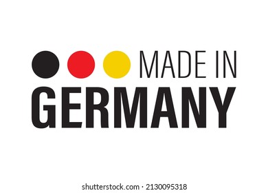 Hecho en Alemania - Diseño de bandera y texto aislado en fondo blanco