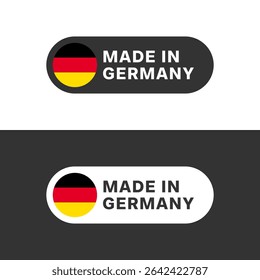 Made in Germany flag sticker icon isolated on white and black background