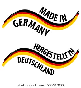 Made in Germany with German Flag Quality Label on the white Background.