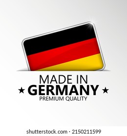 Hecho en Alemania gráfico y etiqueta. Elemento de impacto para el uso que desea hacer de él.