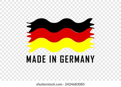 Made in Germany. Icon. Labels, stickers, pointer, badge, symbol and page curl with German flag icon.