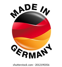 Made in Germany icon - warranty and quality production sticker with 3D German flag - black red green - isolated vector badge