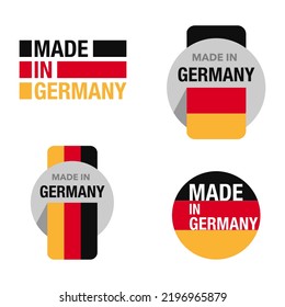 Made in Germany icon - warranty and quality production sticker with national German flag - black red yellow- isolated vector badge