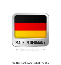 Made in Germany label. Flat isolated stamp made in Germany. 100 percent quality. Quality assurance concept. Vector illustration.
