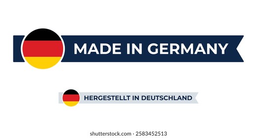 Made in Germany label with German flag colors. High-quality certification badge for German products, branding, and manufacturing authenticity