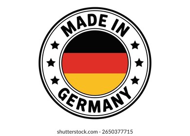 Made in Germany label with German flag colors quality seal product of Germany vector illustration