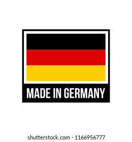 Made in Germany label icon with German flag. Vector quality logo badge in frame
