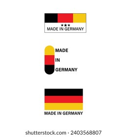 Made In Germany Label Icon Set Vector Design.