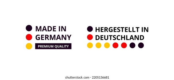 Made In Germany Label Set. Made In Germany Stamp. Big Set Of Label, Stickers, Pointer, Badge, Symbol And Page Curl With German Flag Icon On Design Element. 