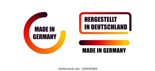 Made In Germany Label Set. Made In Germany Stamp. Big Set Of Label, Stickers, Pointer, Badge, Symbol And Page Curl With German Flag Icon On Design Element. 