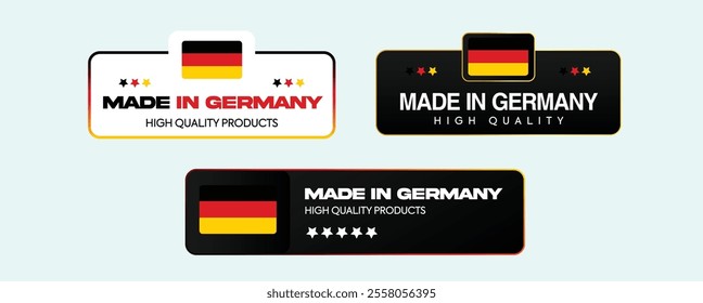 Made in Germany label set, Made in Germany stamp, big set of label, stickers, pointer, badge, German product emblem, quality product Made in Germany stamp, sticker with German flag 