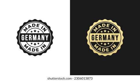 Fabricado en Alemania Sello o hecho en Alemania Vector de sello aislado en estilo plano. Etiquetado hecho en Alemania para el elemento de diseño del embalaje del producto. Sello fabricado en Alemania para el elemento de diseño de envases.