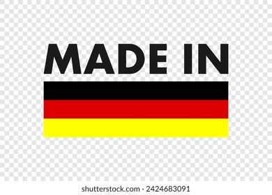 Fabricado en Alemania. Etiqueta, pegatina, insignia, símbolo y rizo de página con icono de bandera alemana.